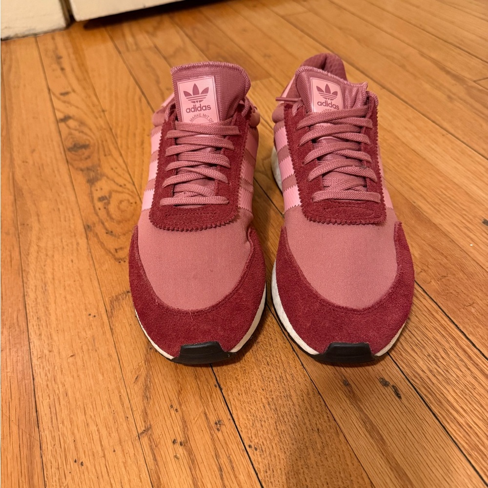 Adidas pink and red sneakers, size 10